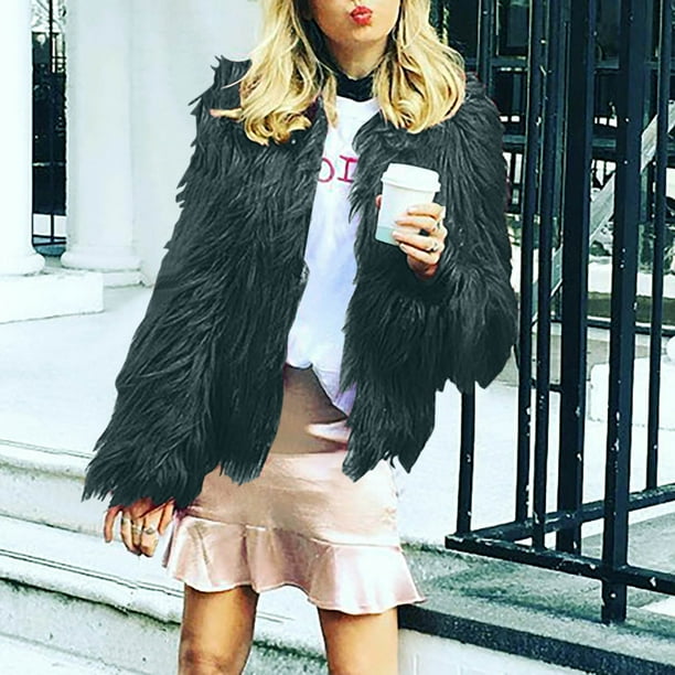 Puntoco Chaqueta De Mujer Chaqueta De Moda con Cuello Redondo Largo Y Cálido De Imitación para Mujer Liquidación Navideña Puntoco Puntoco-76