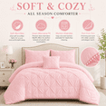 thumbnail image 2 of Evolive 4pc Set Pinch Pleat/Kiss Pleat, Pintuck Comforter Set with Pompom, 2 of 12