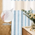 thumbnail image 4 of No Hook Shower Curtain, Blue Stripes Shower Curtains for Bathroom with See Through Top Window, Retro Geometric Boho Lines Farmhouse Waterproof & Washable Bath Curtain Extra Long 72"x84", 4 of 9