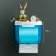 thumbnail image 3 of 1 soporte para papel higiénico, caja de pañuelos de almacenamiento, soporte para teléfono, sin perforaciones, impermeable, transparente, azul TUNC Sencillez, 3 of 3