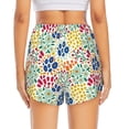 thumbnail image 4 of Uemuo Cartoon Flowers Pattern Women's Athletic Shorts High Waisted Running Shorts with Liner Pockets Gym Elastic Workout Shorts-, 4 of 9