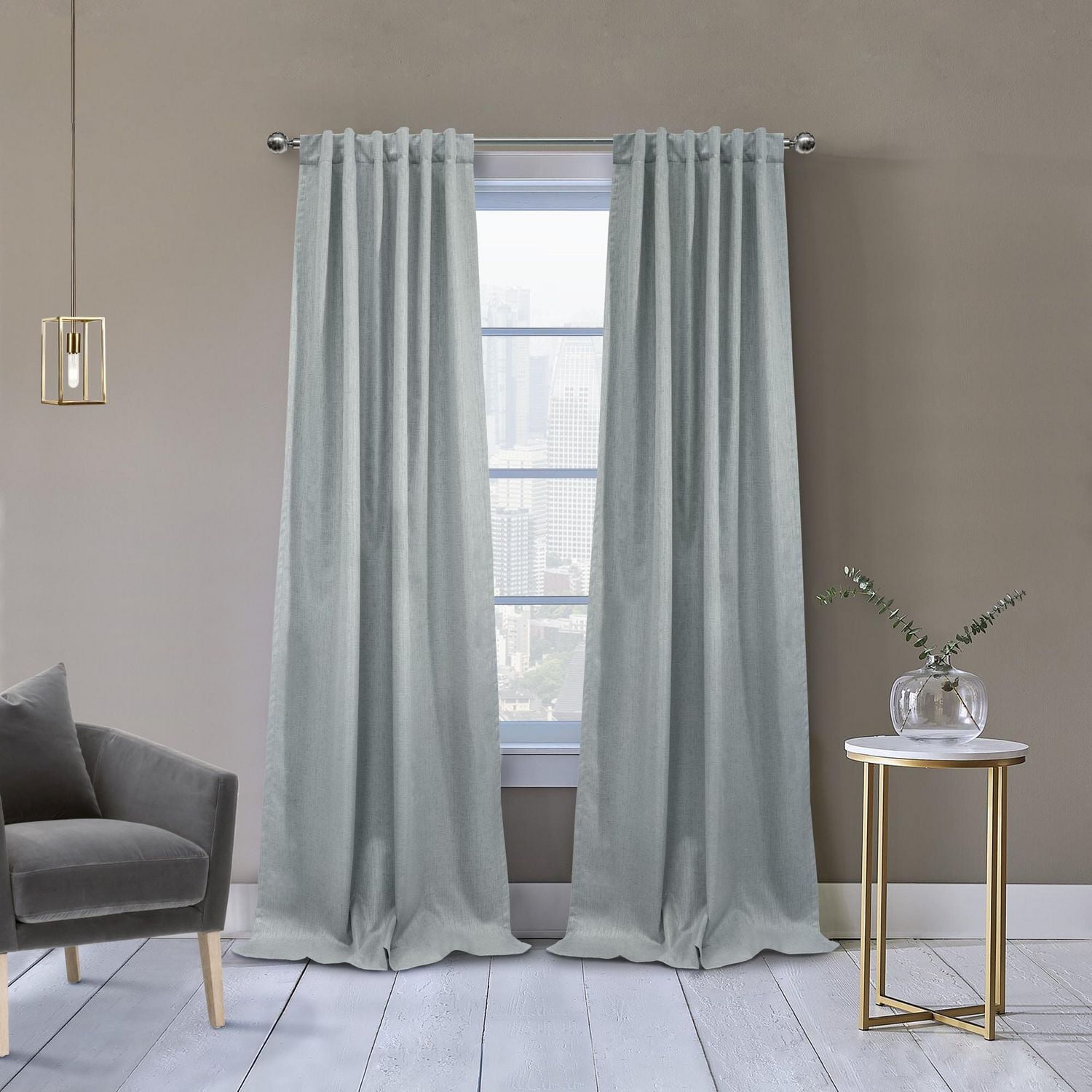 Loft Living Davie Blackout Dual Header Single Curtain Panel 52 x 63 in Silver