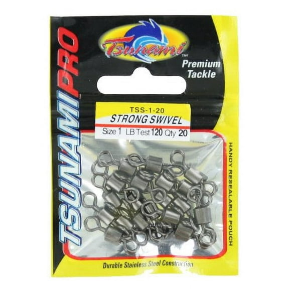 Tsunami Pro Strong Swivel TSS-1-20, Size 1, 120lb Test, Stainless Steel Terminal Fishing Tackle
