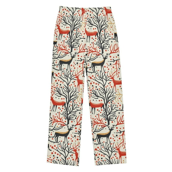 joogoo Christmas Reindeer Trees Pajama Pants Pj Bottoms Sleepwear Lounge L