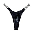 thumbnail image 2 of Victoria's Secret Thong Bikini Bottom Swim Shine Strap Logo Black Laguna Size Small NWT, 2 of 2