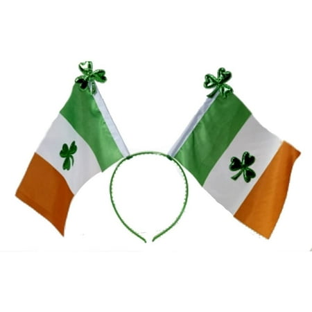 PMU St. Patrick's Day Headwear Decorations and Party Supplies - Green, White, Orange Irish Flag Boppers with Shamrock Costume Headband - Irish Costume, Party Accessory (1/pkg) Pkg/1