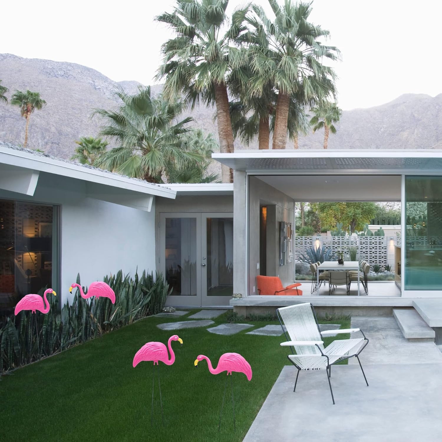 4E’s Novelty 4 Pink Flamingos Yard Decorations - Large Flamingos Yard Ornaments, Lawn Flamingos for Yard Sculptures & Statues Outdoor Garden Decor