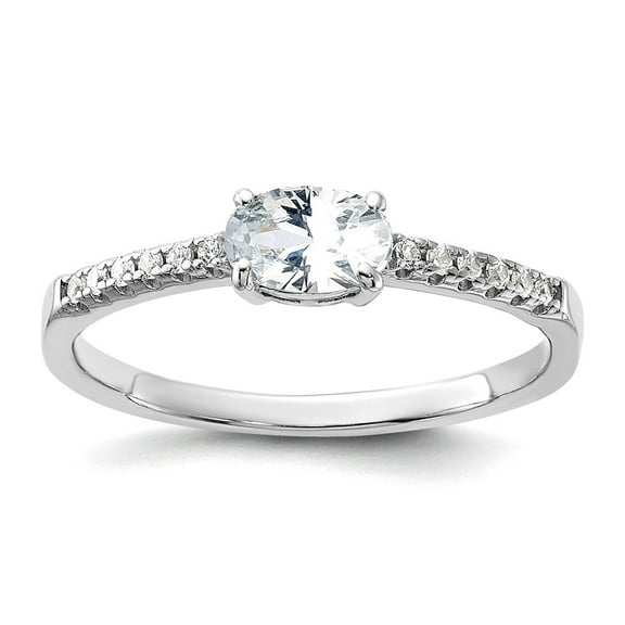 925 Sterling Silver Rhodium Plated Oval Cubic Zirconia Ring Size 8 1.45mm Wide Ring for Women