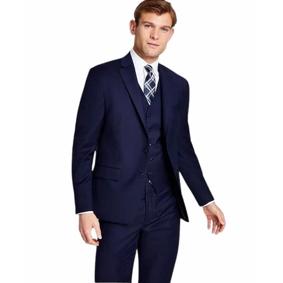 Michael Kors Mens Classic fit Suit Jacket Blazer 46 S Navy Blue Solid Wool