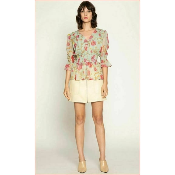 new WALTER BAKER women Gia Top blouse shirt W53101 green gardens sz S $148