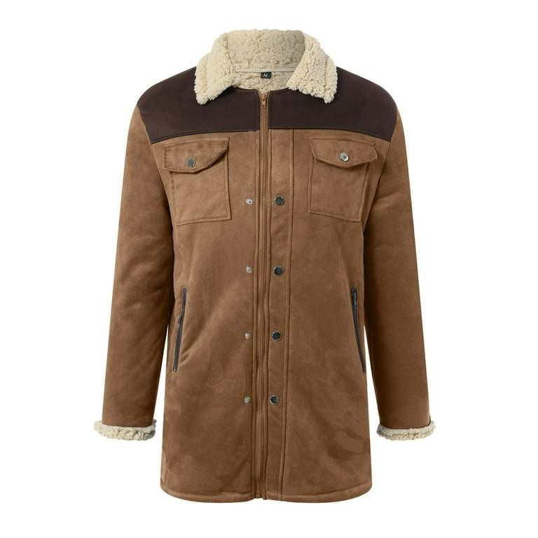 Mens Western Cowboy Jacket Distressed Suede Long Trench Coats Zip