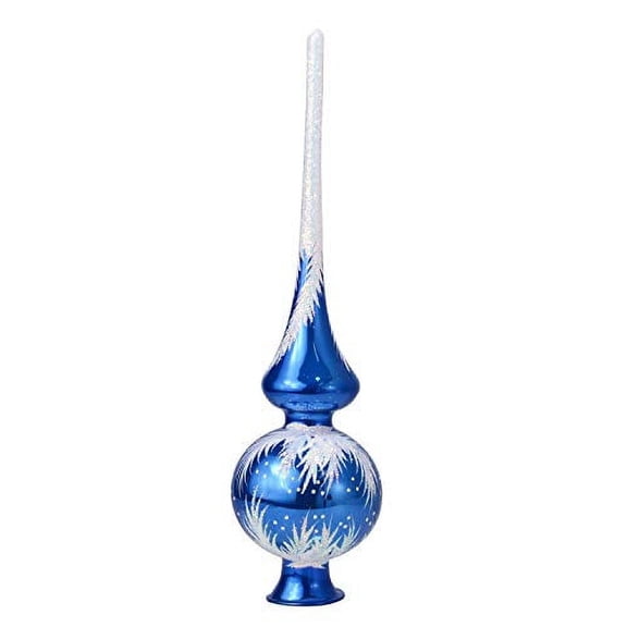 "Crystal" Blue Glass Christmas Tree Topper