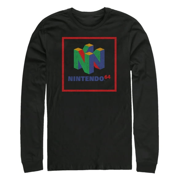 Men's Nintendo Classic N64 Logo Frame Long Sleeve Shirt Black X Large