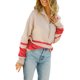 thumbnail image 2 of VISgogo Mujer Otoño Invierno Jersey de Punto Manga Larga Solapa Cremallera Patchwork Sudadera VISgogo moda, 2 of 8