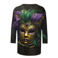 thumbnail image 5 of DDAPJ pyju Mardi Gras 3/4 Length Sleeve Womens Tops Tuesday Shirt Plus Size Carnival Party Crewneck Shirts Loose Trendy Parade Blouses Multicolor XXL, 5 of 6