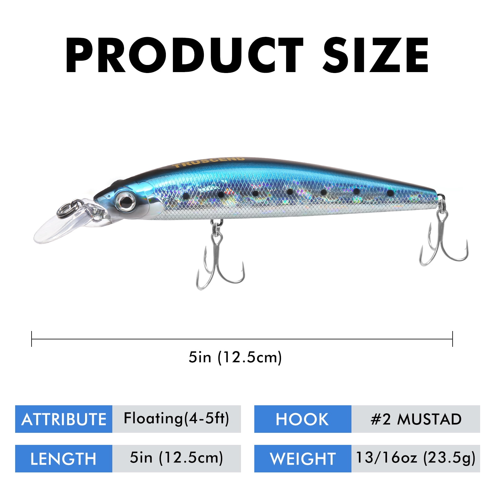 TRUSCEND Floating Jerkbait, Precision-Engineered Minnow Lures with Sound, Flash & Irresistible Action, Cast Farther, Glow Brighter and Rattle Louder Jerkbaits for Bass Walleye Pike Sea Trout Redfish