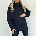 thumbnail image 2 of Duoif Rain Jacket Women, Raincoat Women Long Trench Coats Lined Windbreaker Travel Lightweight Jackets for Women Navy S, 2 of 8
