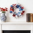 thumbnail image 4 of Yhmxh 4th of July Wreath Patriotic Tinsel Stars Wire Garlands Decoration Metallic Glitter Tinsel Red White Blue Wreath with Stars for Independence Day Memorial Day Party Home Front Door Decor, 4 of 6