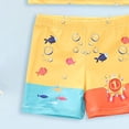 thumbnail image 5 of vigerkar Toddler Boys Swimsuit Set Rash Guard Boys' Swimwear Two Piece Bathing Suit and Swim Trunk with Hat UPF 50+ 18M-8Y (Light Yellow, 5-6 Years), 5 of 7