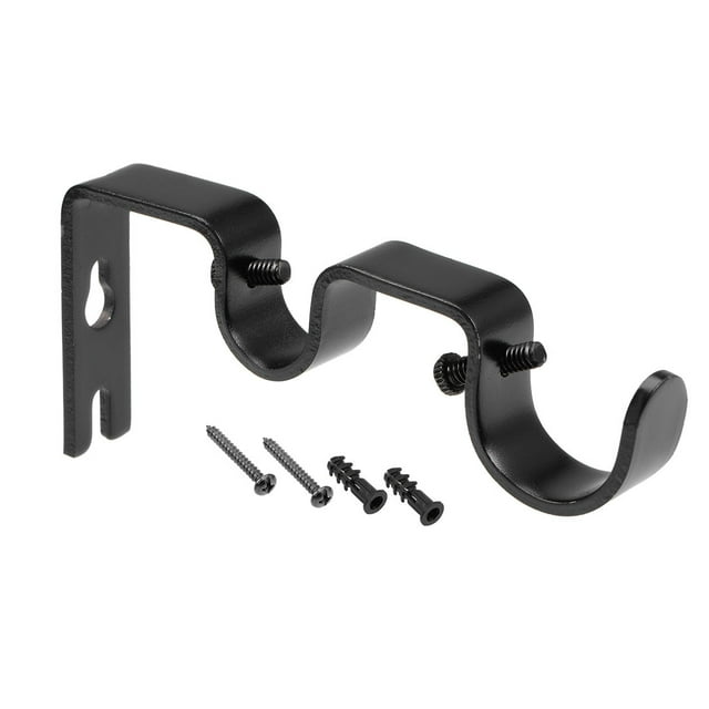 Unique Bargains Support de Tringle à Rideau, Support Double en Fer pour Tringle de 18mm 27mm, 122 x 53 x 16mm Noir