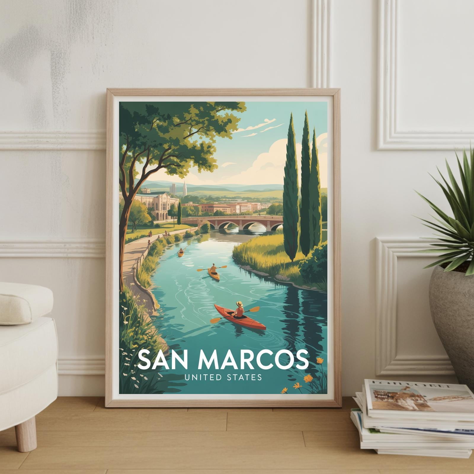 San Marcos United States Travel Poster, Vintage Style Wall Art , Poster Print Only