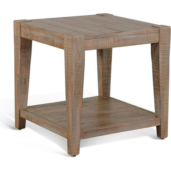 Sunny Designs 24" Modern Mindi Wood End Table in Weathered Brown