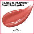 thumbnail image 3 of REVLON Super Lustrous Glass Shine Lipstick, Flawless Moisturizing Lip Color with Aloe, Hyaluronic Acid and Rose Quartz, Glaring Coral (014), 0.15 oz, 3 of 3