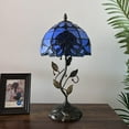 thumbnail image 5 of Blue Stained Glass Table Lamp  Baroque Style Included LED Bulb for Living Room Bedroom Bedside 10"W*10"D*20"H, 5 of 7