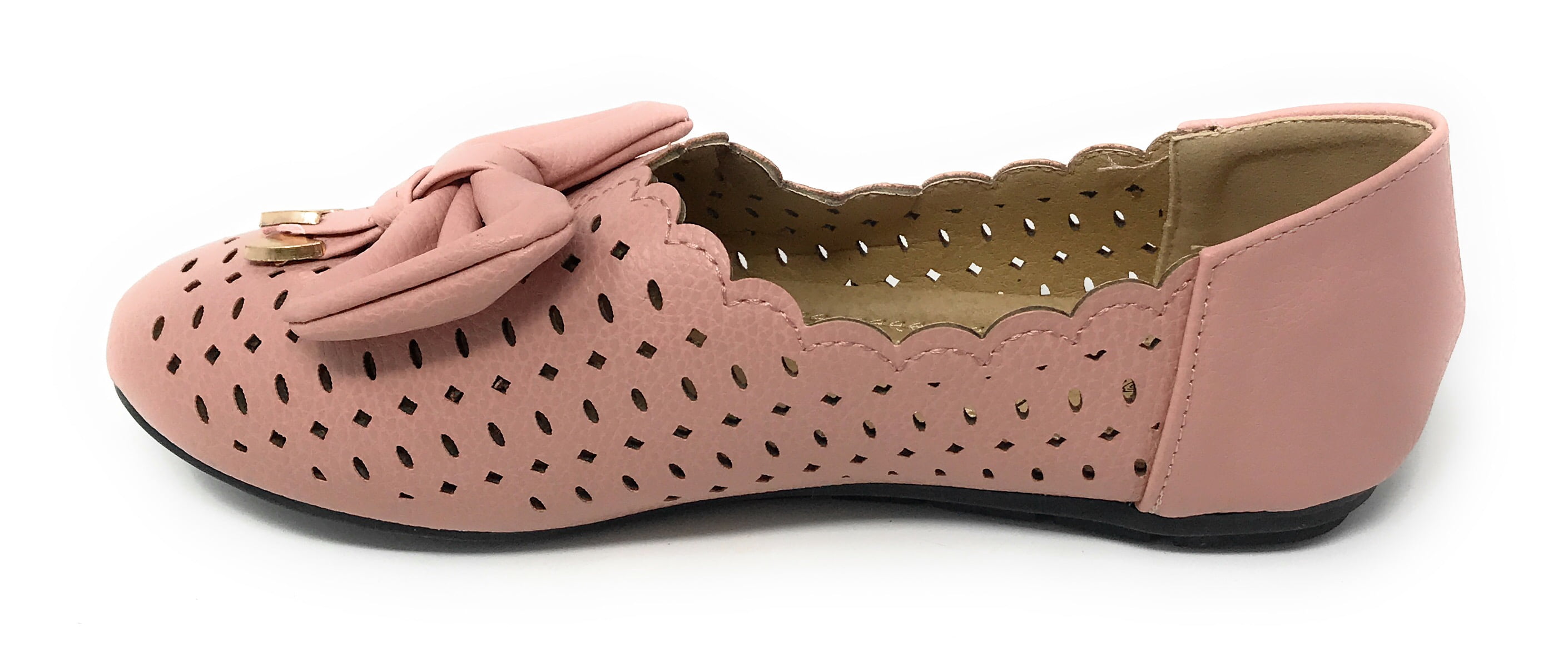 Victoria K Women's Diamond Cut Out With Embossed Bow Ballerina Flats