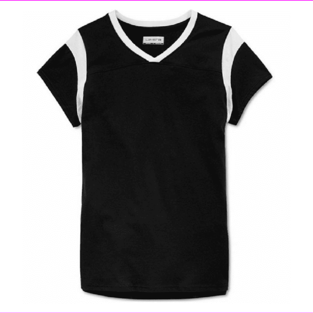 Layer 8 Girls' Athletic VNeck Top, Black, Size 6, MSRP 22