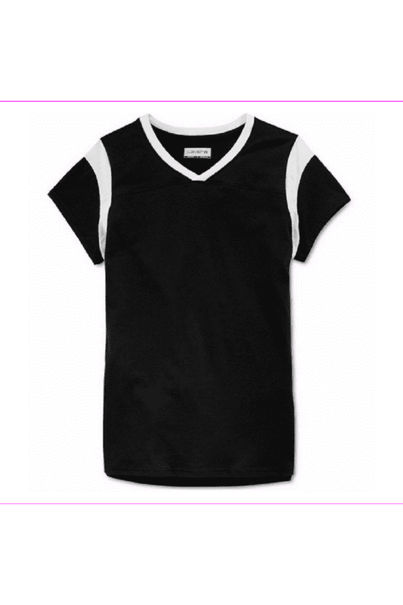 Girls' Athletic V-Neck Top, Black, Size 6, MSRP $22