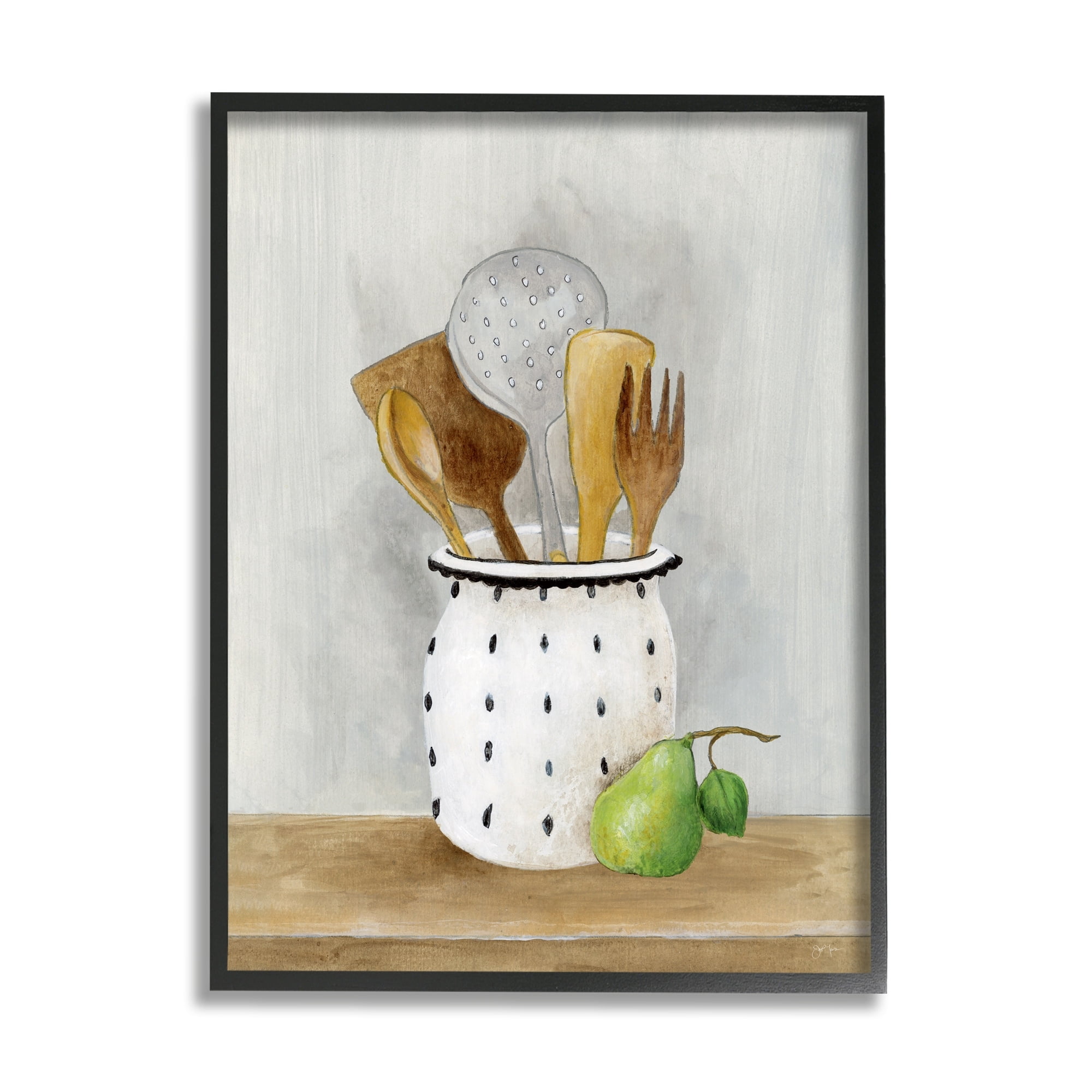 Stupell Industries Kitchen Utensils Still Life Food & Beverage Painting Black Framed Art Print Wall Art