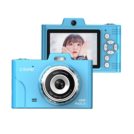 Riousery H8S 48MP Video Camcorder 2.5K Digital Camera for Students Teens 16X Digital Zoom 2.8 Inch Display Anti-Shake LED Light Built-in Battery (4.15 in / 105.5 mm) Blue