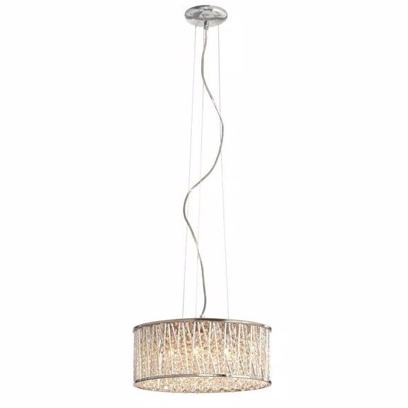 Home Decorators Collection Saynsberry 6-Light Polished Chrome and Crystal Pendant Light Fixture with Crystal Drum Shade