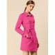 thumbnail image 4 of Día de San Patricio Chaqueta De Gabardina De Gamuza Sintética Con Doble Botonadura Y Solapa Con Muesca Para Mujer Con Cinturón Blazer De Solapa Pico Con Solapa De Tormenta Rosa caliente M, 4 of 6