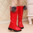 thumbnail image 4 of TOWED22 Girls Boots Children Shoes Comfortable Soft Sole Boots Fashion High Boots Girls Boots (Red, 10 Toddler), 4 of 6