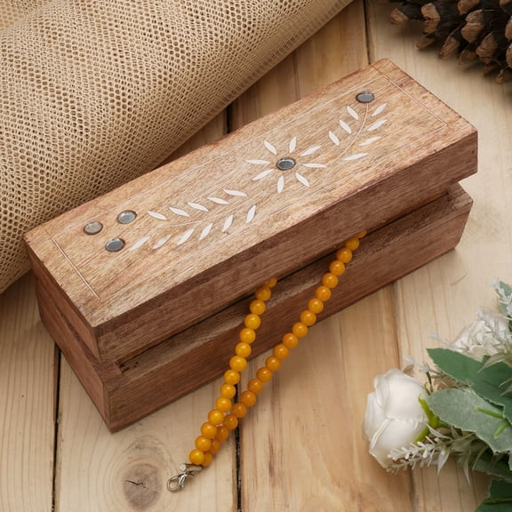 Ajuny Wooden Decorative Box Multipurpose Storage Organizer Remote Jewelry Watch Holder 9x3 inch Gift