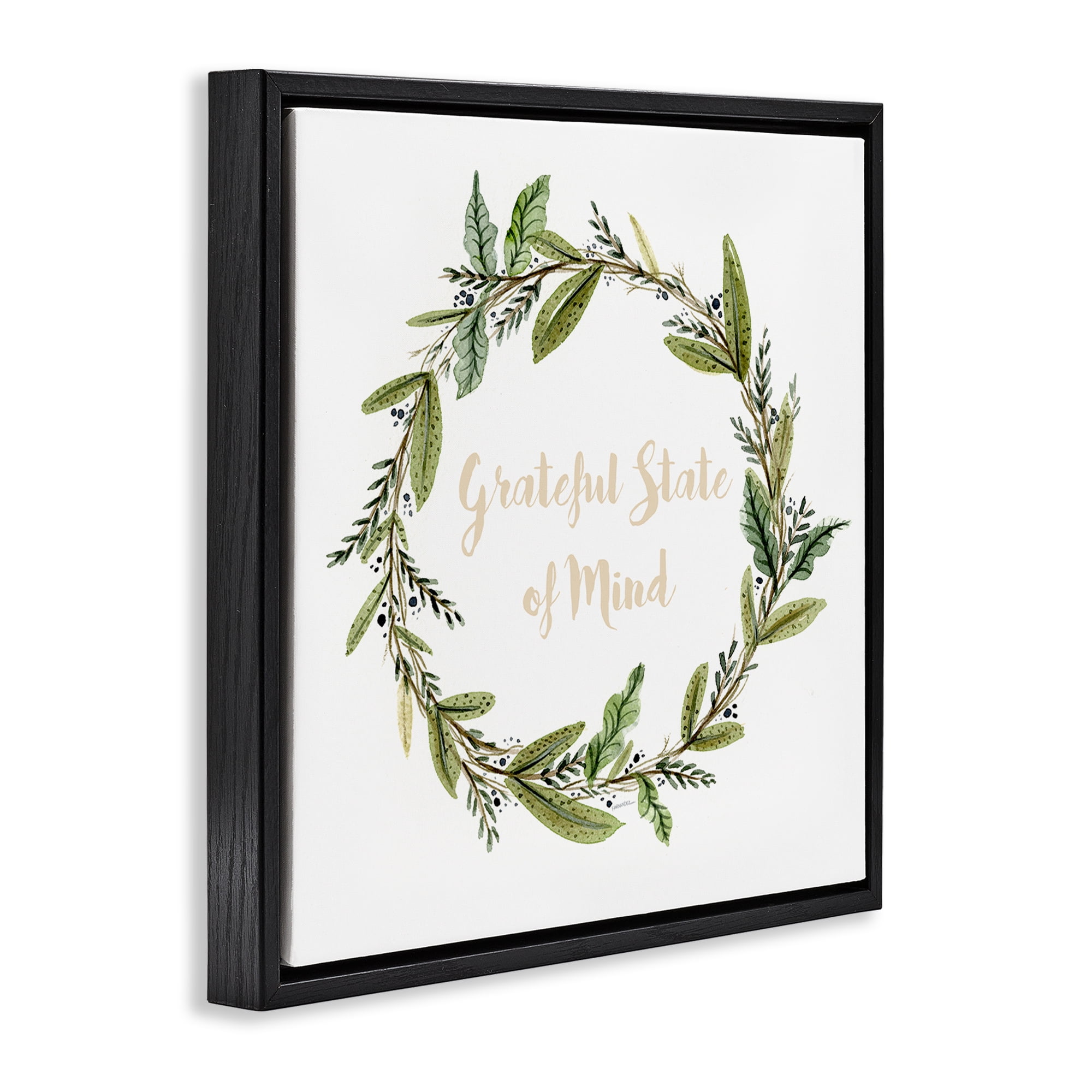 Stupell Industries Grateful State Of Mind Text & Numbers Painting Black Floater Framed Canvas Art Print Wall Art, 25 x 25