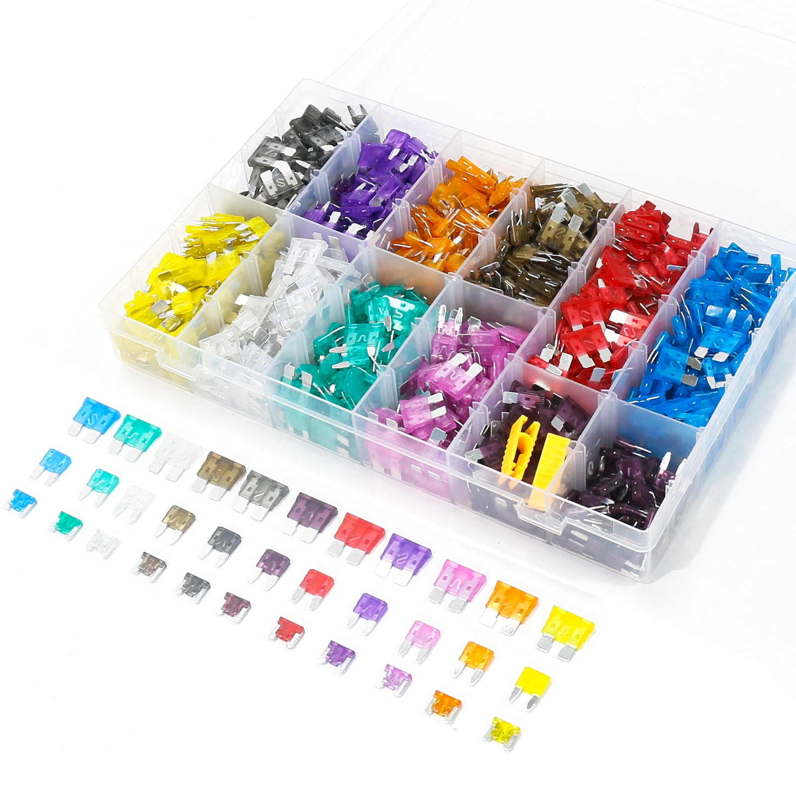 SLUMLOVE 1322 Pcs Car Fuse Assortment Kit, 680PCS Mini Blade Fuses + 520 Standard Automotive Fuses + 132 Micro + Puller, RV/Camper/Truck/Motorcycle/Yacht Essentials (2A 3A 5A 7.5A 10A 15A 20A 25A 30A