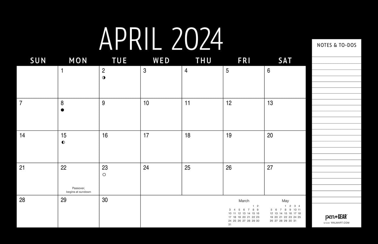 2024-12 Month Deskpad- Black Border -11x17 Tear off sheet calendar-