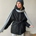 thumbnail image 4 of XFLWAM Women Winter Warm Zipper Jacket Coat Hooded Outwear with Belted Black XS, 4 of 6