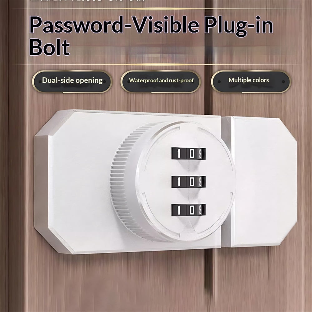 2 pack Cabinet Combination Door Lock, Mechanical Keyless 3-Digit Password Safety Locks, Stick-on Combination Latch for Locker, Barn, One-Way Door, Closet, Drawer（white）