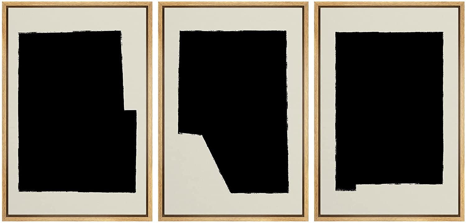 PixonSign Framed Canvas Print Wall Art Set Geometric Black Art Deco ...