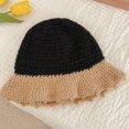 thumbnail image 4 of CoCopeaunts Wide Brim Bucket Hats Color Matching Crochet Knitted Warm Winter Hat Women Fisherman Caps Fashion Streetwear, 4 of 8