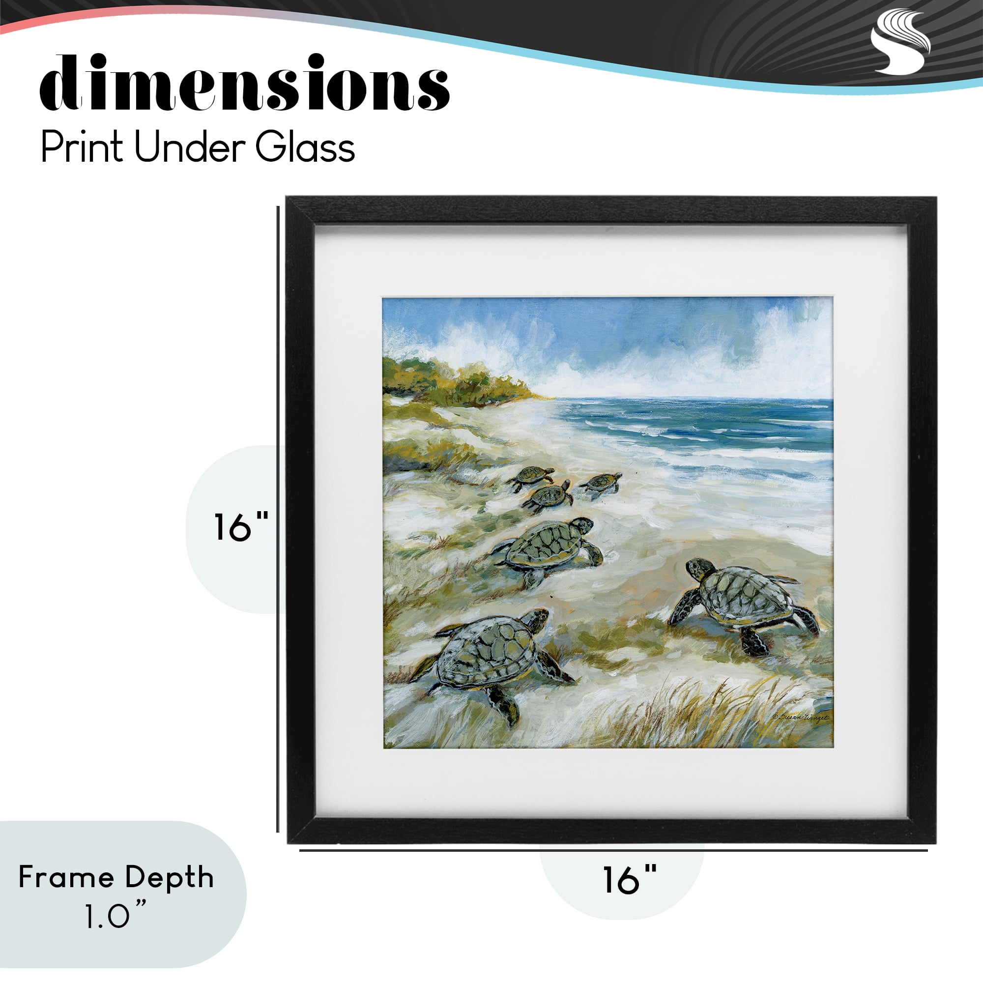 Stupell Industries Baby Sea Turtles on Beach Black Framed Print Under Glass, design by Susan Winget