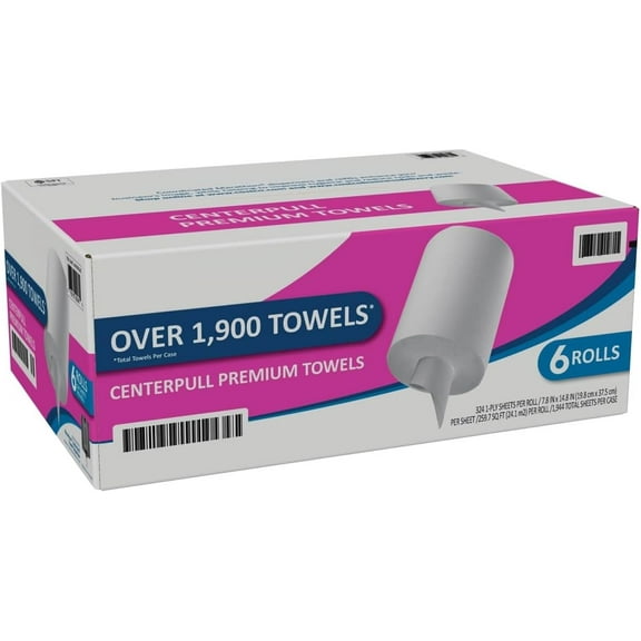 Centerpull Paper Towels, 1-Ply, White, 6 CT Rolls, Over 1,900 Towels