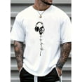 thumbnail image 1 of Playera Para Hombre de Cuello RedondoComfy Men's Music Print Short Sleeve Elastic Crew Neck T-Shirts, Casual Clothing Tee For Adult, Men, Women, Teen, Teenager, Adolescent, YouthFather's Day, Mother, 1 of 6