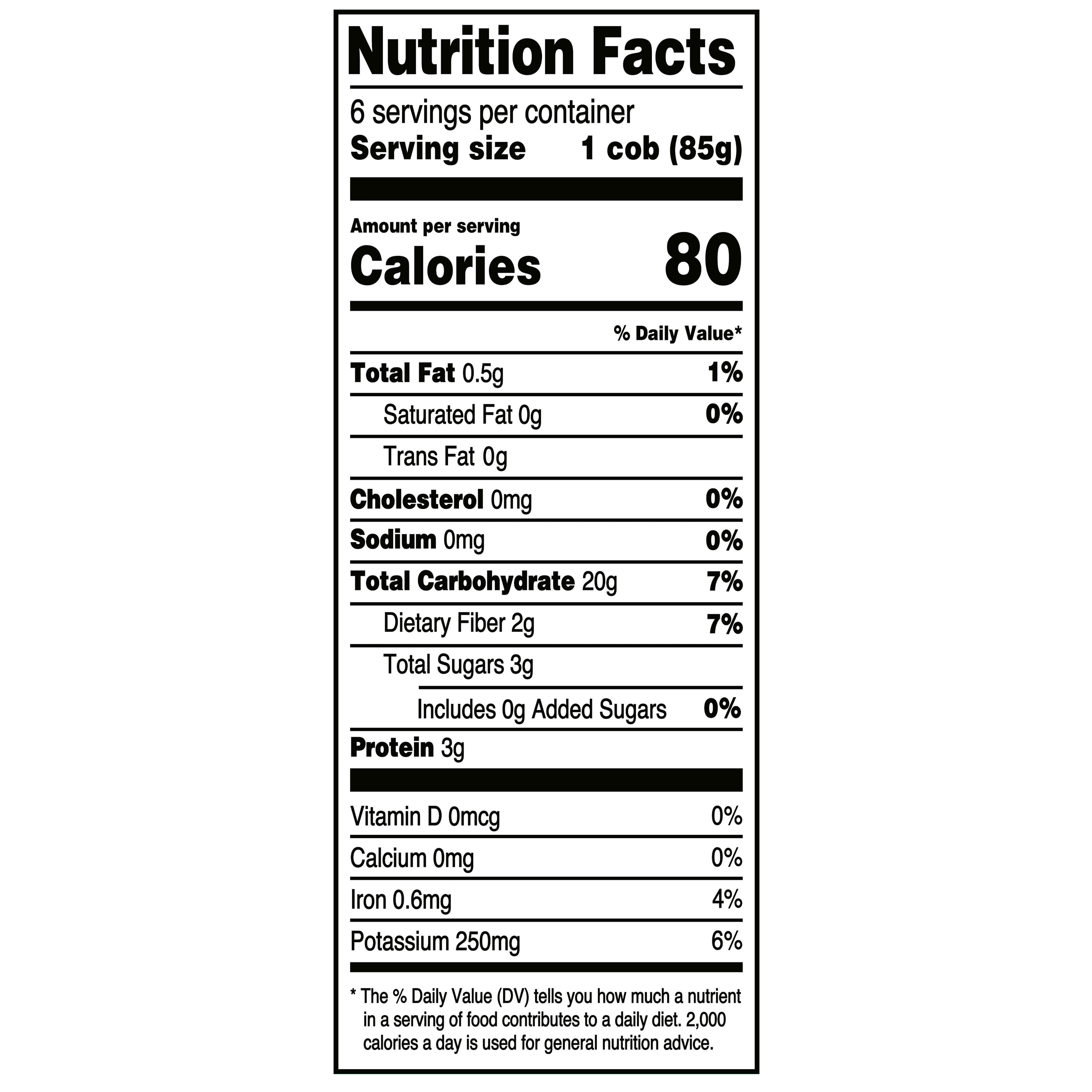 Great Value Sweet Corn on the Cob, 6 Count (Frozen)