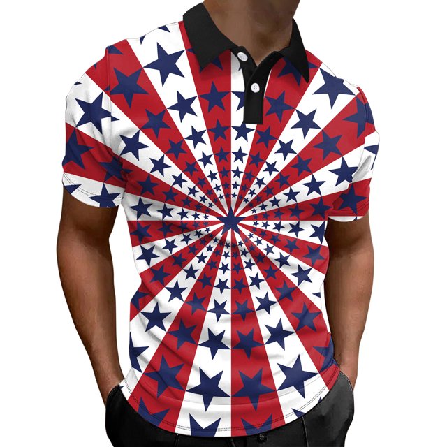 YDLCAFD Mode Hommes Printemps Été Décontracté Manches Courtes Col Rabattu T-Shirts Imprimés Haut Blouse