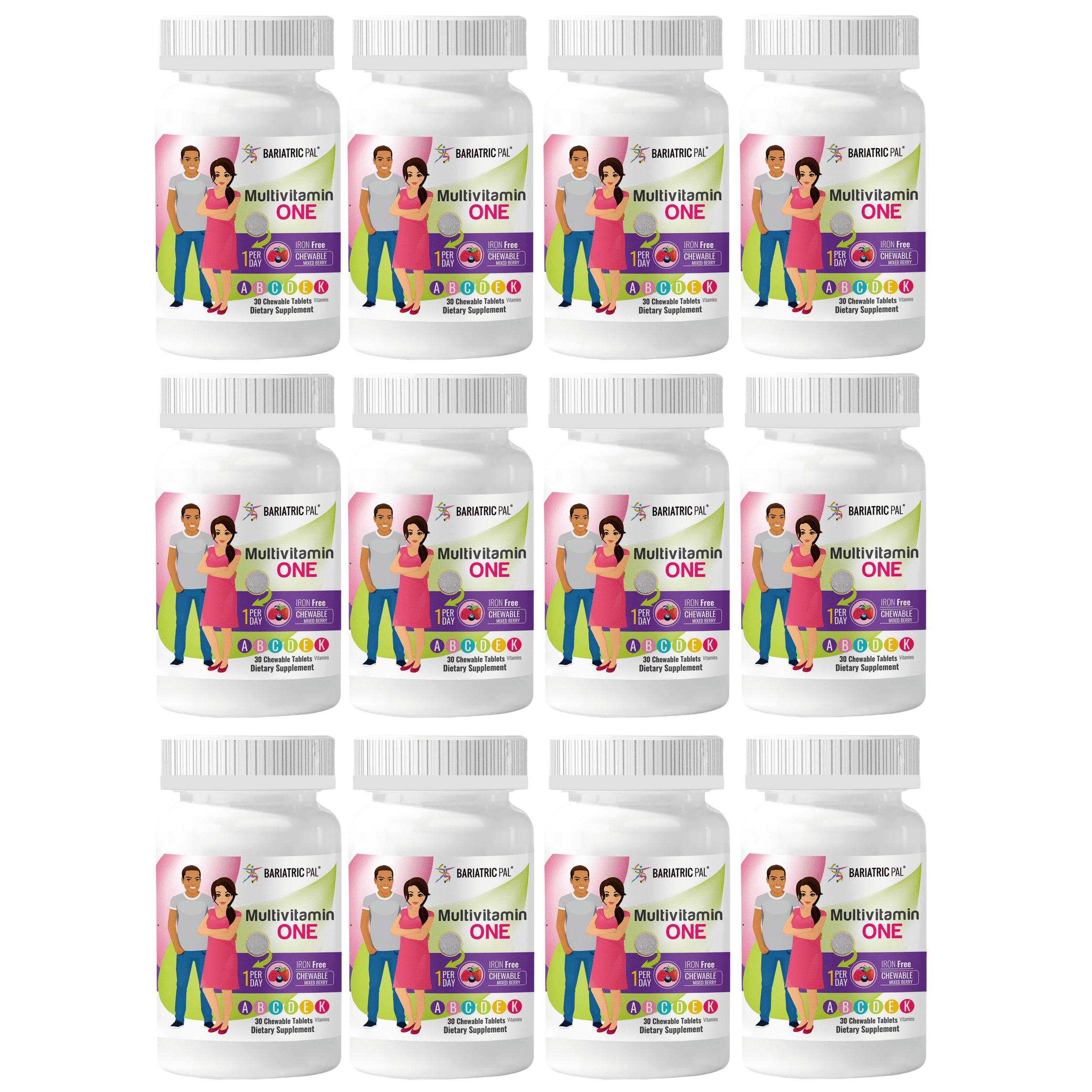 BariatricPal Multivitamin ONE "1 per Day!" Bariatric Multivitamin Chewable & IRONFREE Mixed